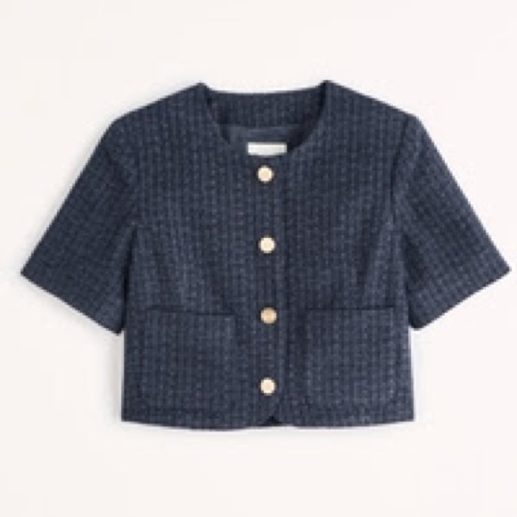 Short-Sleeve Cropped
Tweed Jacket
Color: NAVY
Size: XS - Picture 1 of 4